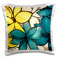 3dRose Florene Abstract Floral - Teal and Yellow Floral - Pillow Cases (pc_32104)