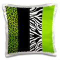 3dRose Janna Salak Designs Prints and Patterns - Lime Green Black and White Animal Print - Leopard and Zebra - Pillow Cases (pc_35440)
