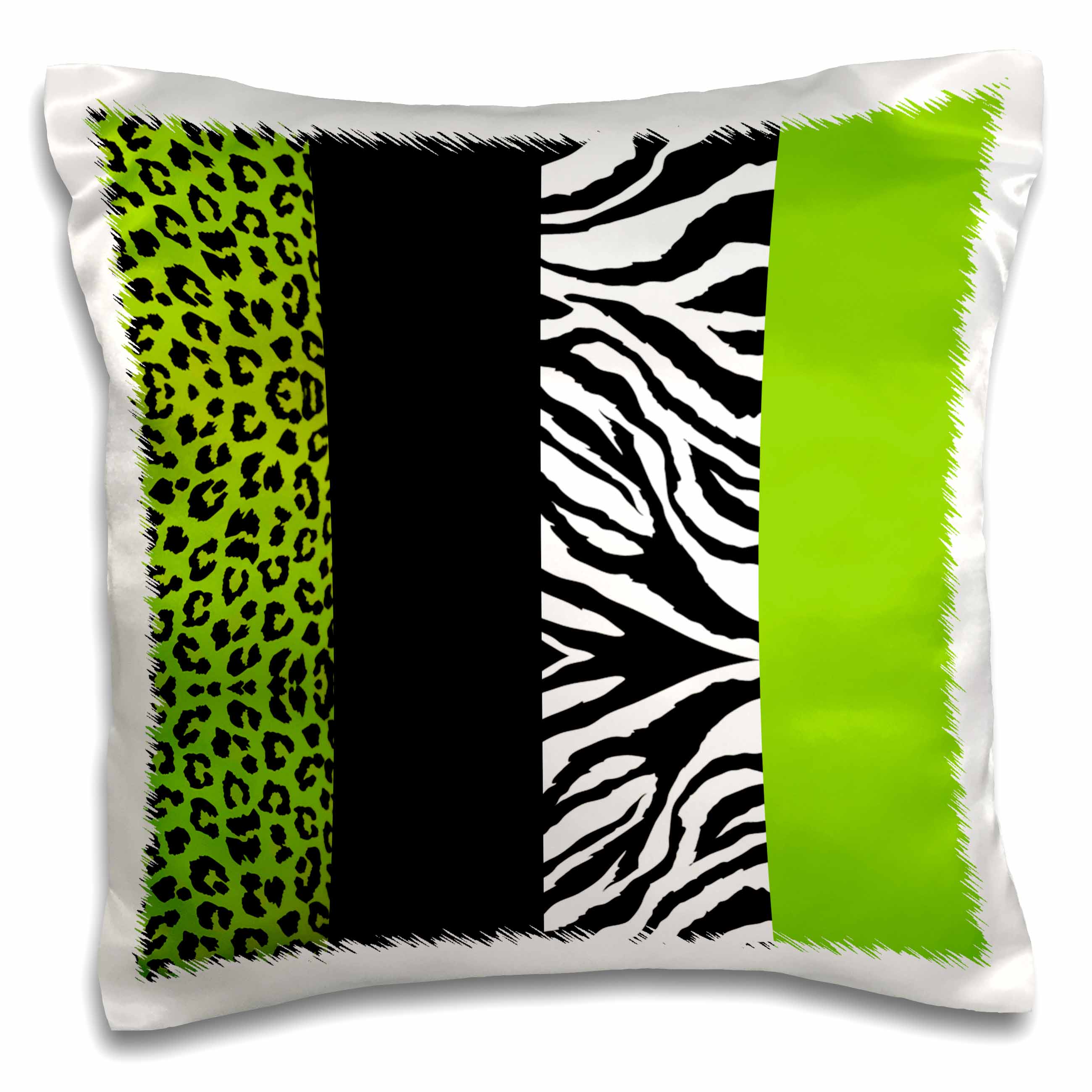 3dRose Janna Salak Designs Prints and Patterns - Lime Green Black and White Animal Print - Leopard and Zebra - Pillow Cases (pc_35440)