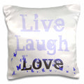 3dRose Patricia Sanders Inspirations - Live, Laugh, Love Purple Butterflies- Inspirational Words - Pillow Cases (pc_37961)