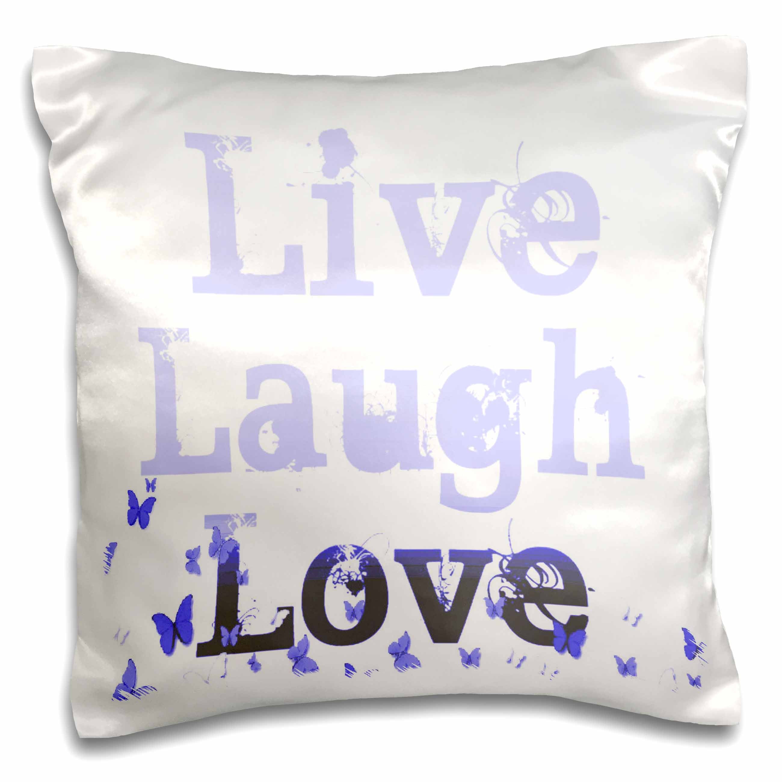 3dRose Patricia Sanders Inspirations - Live, Laugh, Love Purple Butterflies- Inspirational Words - Pillow Cases (pc_37961)