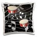 3dRose Florene Music - Red Drums On Music Notes - Pillow Cases (pc_38199)