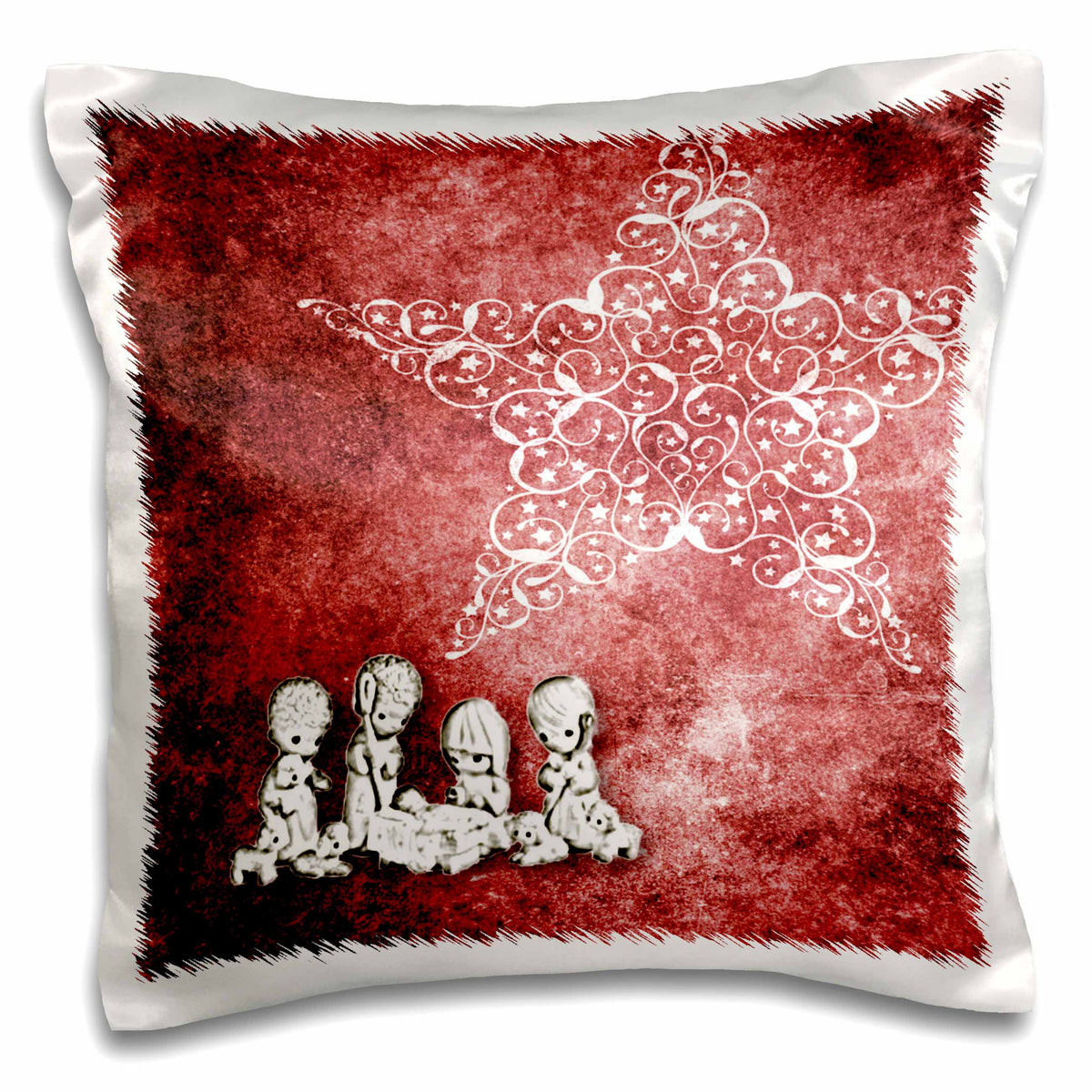 3dRose Susan Brown Designs - Christmas - Holiday Themes - Christmas Star over Nativity - Pillow Cases (pc_41257)