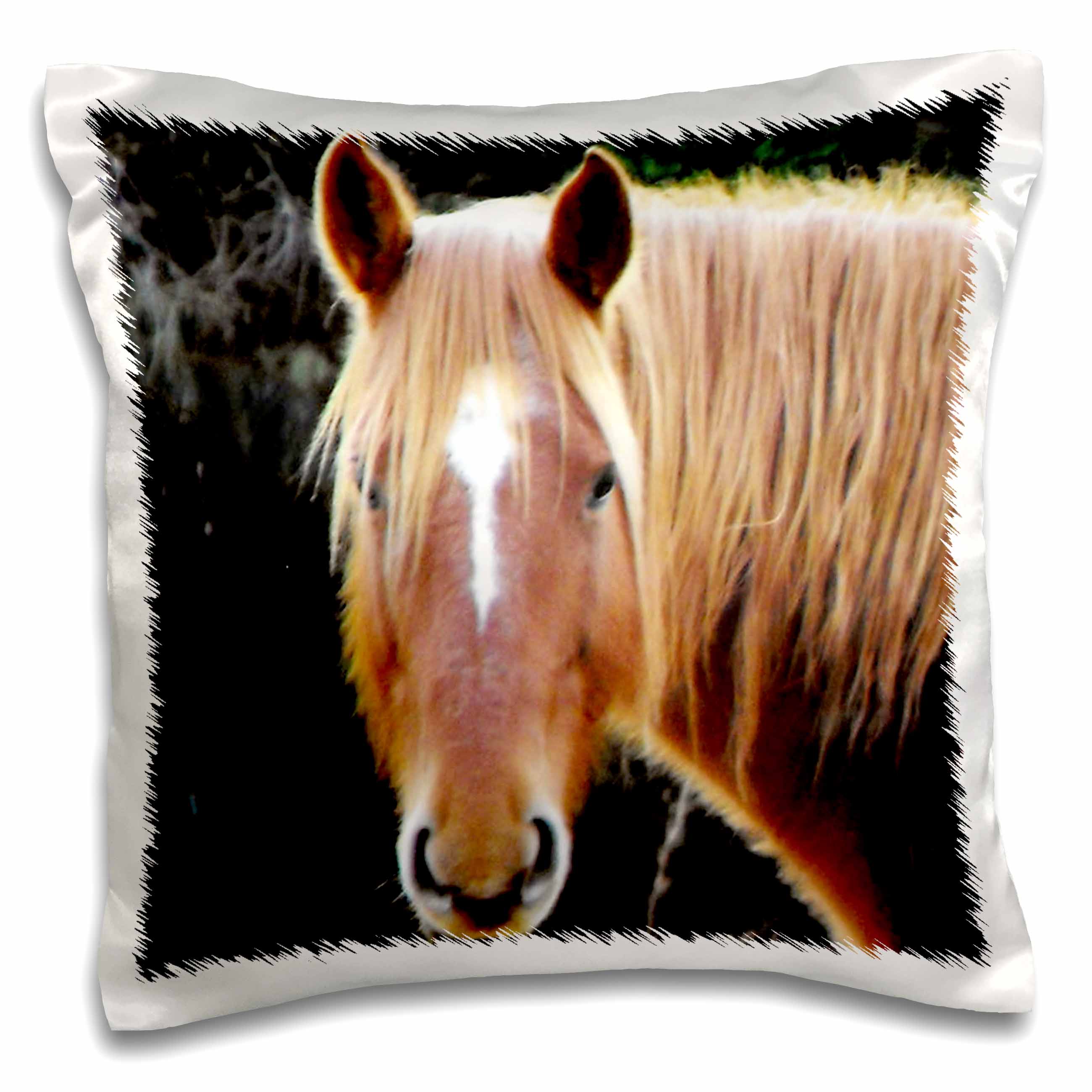 3dRose WhiteOak Photography Animal Prints - Head section of brown horse - Pillow Cases (pc_51785)