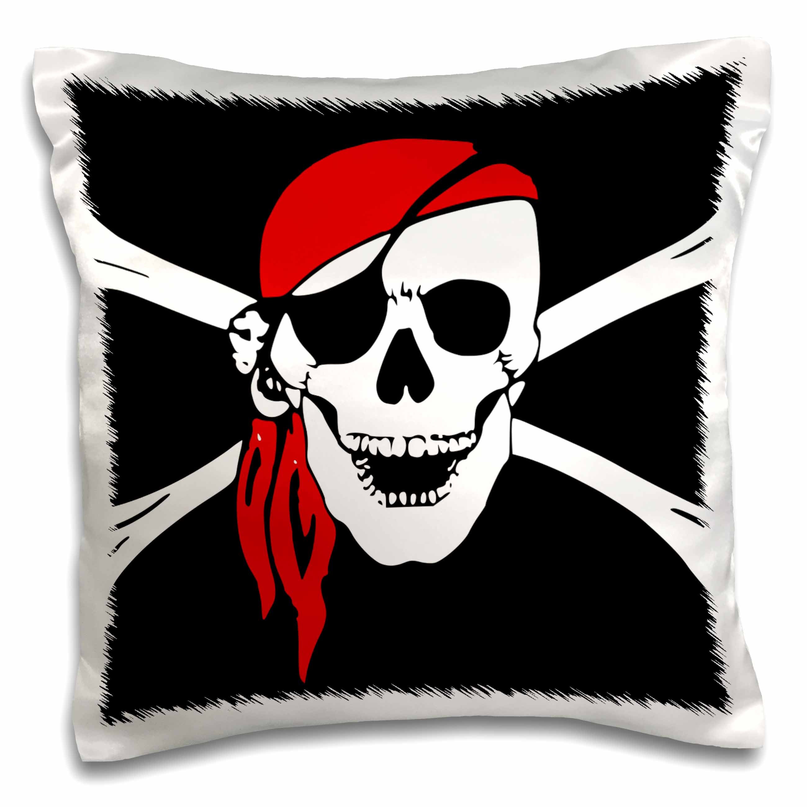 3dRose PS Creations - Pirate Skull and Cross Bones - Art - Black Flag - Pillow Cases (pc_52730)