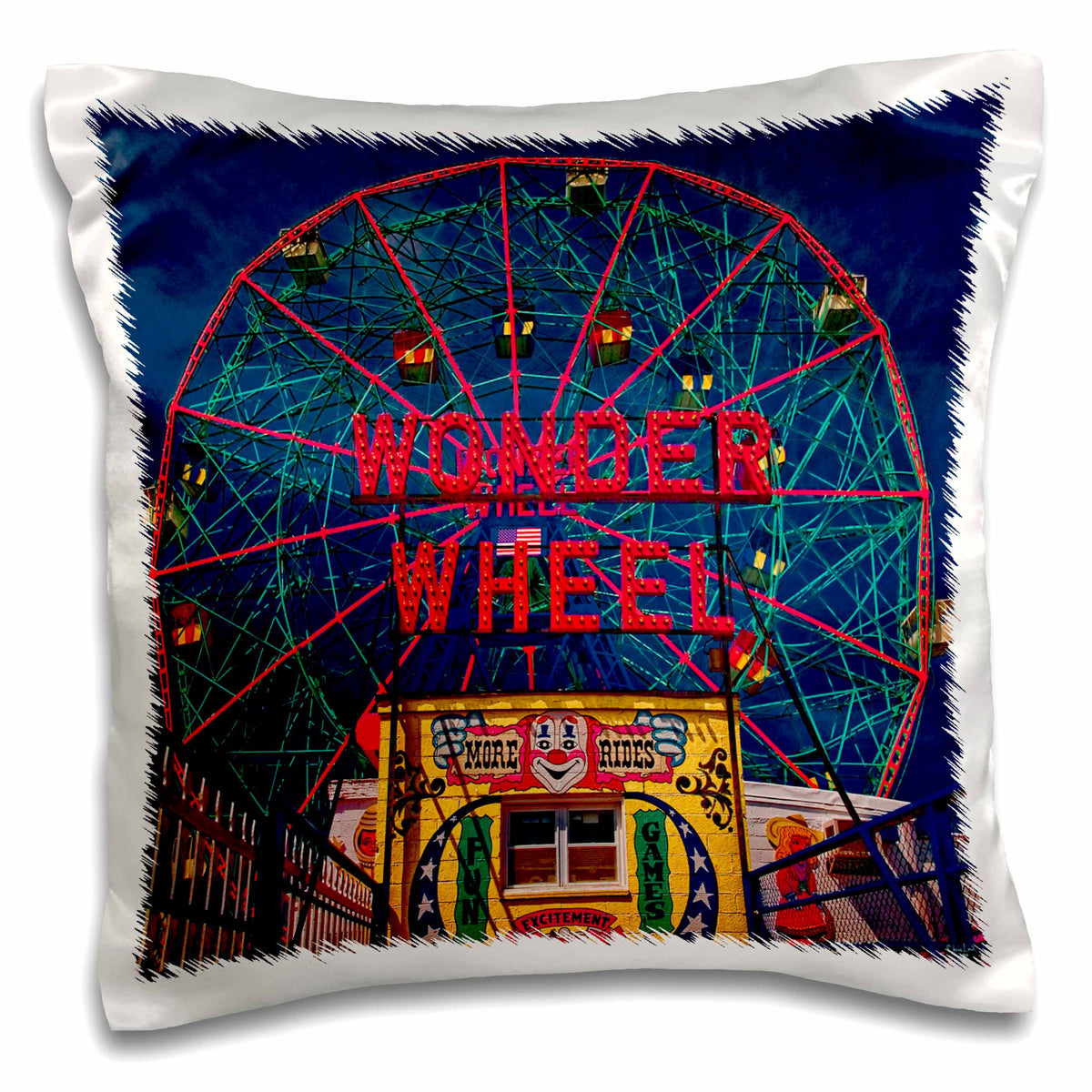 3dRose Chris Lord Landmarks - Wonder Wheel Coney Island - Pillow Cases (pc_55991)