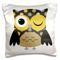 3dRose Anne Marie Baugh Owls - Cute Yellow Polka Dot Owl - Pillow Cases (pc_61009)