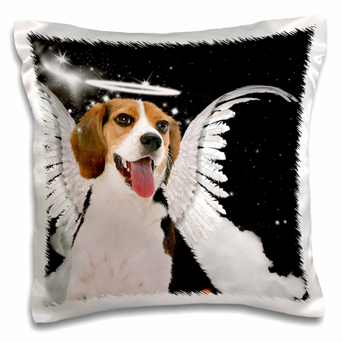 3dRose Doreen Erhardt Dogs - Beagle Angel Dog with clouds, a cute Halo and Angel Wings - Pillow Cases (pc_62896)