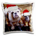 3dRose Edmond Hogge Jr Dogs - English Bulldog Christmas Wearing Santa Hats - Pillow Cases (pc_63087)