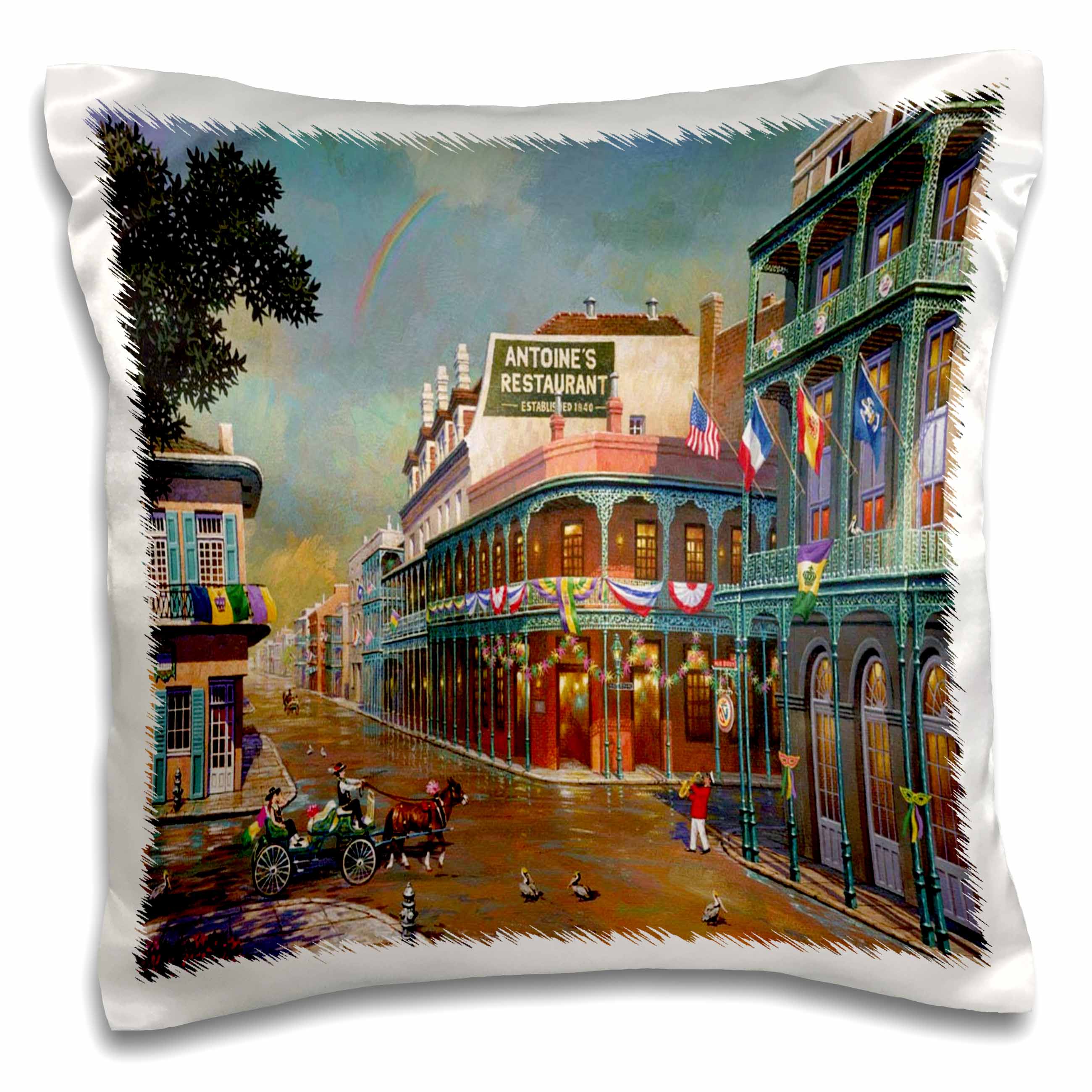 3dRose Florene America The Beautiful - Old New Orleans Painting - Pillow Cases (pc_80505)