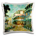 3dRose Florene Impressionism Art - Painting Of New Orleans Just Before Mardi Gras - Pillow Cases (pc_80614)