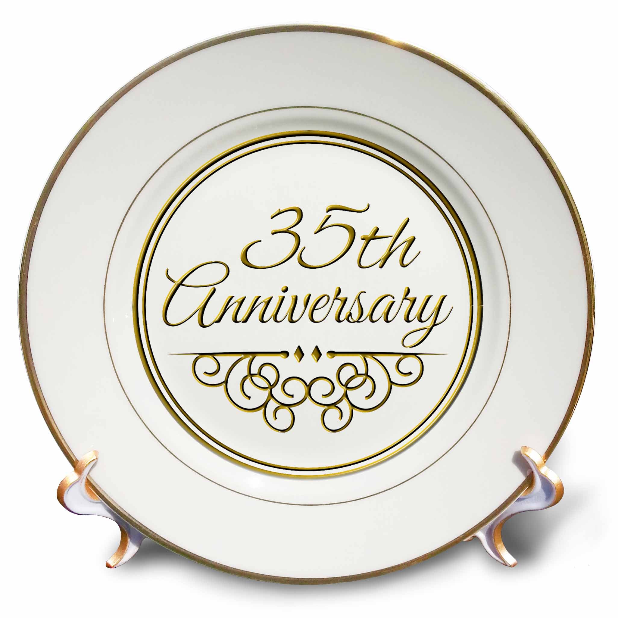 3dRose Plate - 35th Celebration, Gold Text - 35 Years Married Together - InspirationzStore Occasions