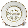 3dRose Plate - 45th Anniversary - Gold Text for Celebrating Wedding Anniversaries - 45 Years Married Together
