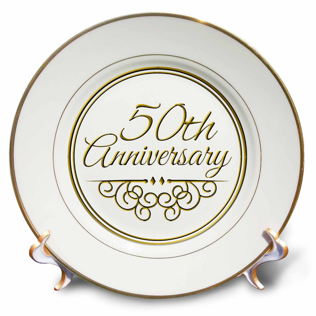 3dRose Plate - InspirationzStore Occasions - 50 Years Gold Text for Celebrating Wedding Anniversaries - Together