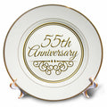 3dRose Plate - InspirationzStore Occasions - 55th Celebration Gold Text - 55 Years Together - Wedding Anniversaries
