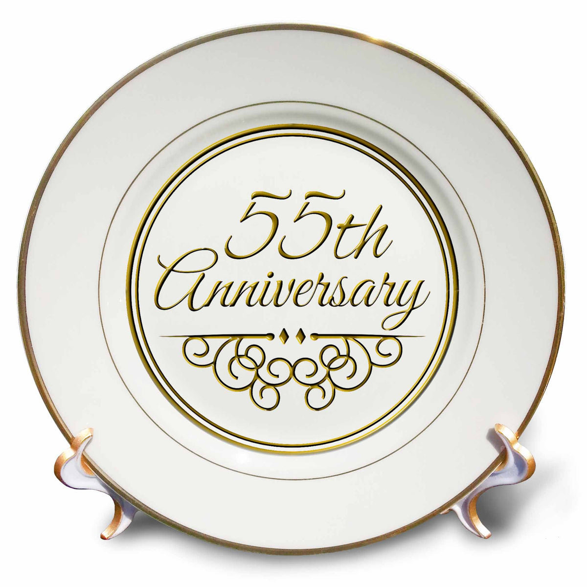 3dRose Plate - InspirationzStore Occasions - 55th Celebration Gold Text - 55 Years Together - Wedding Anniversaries