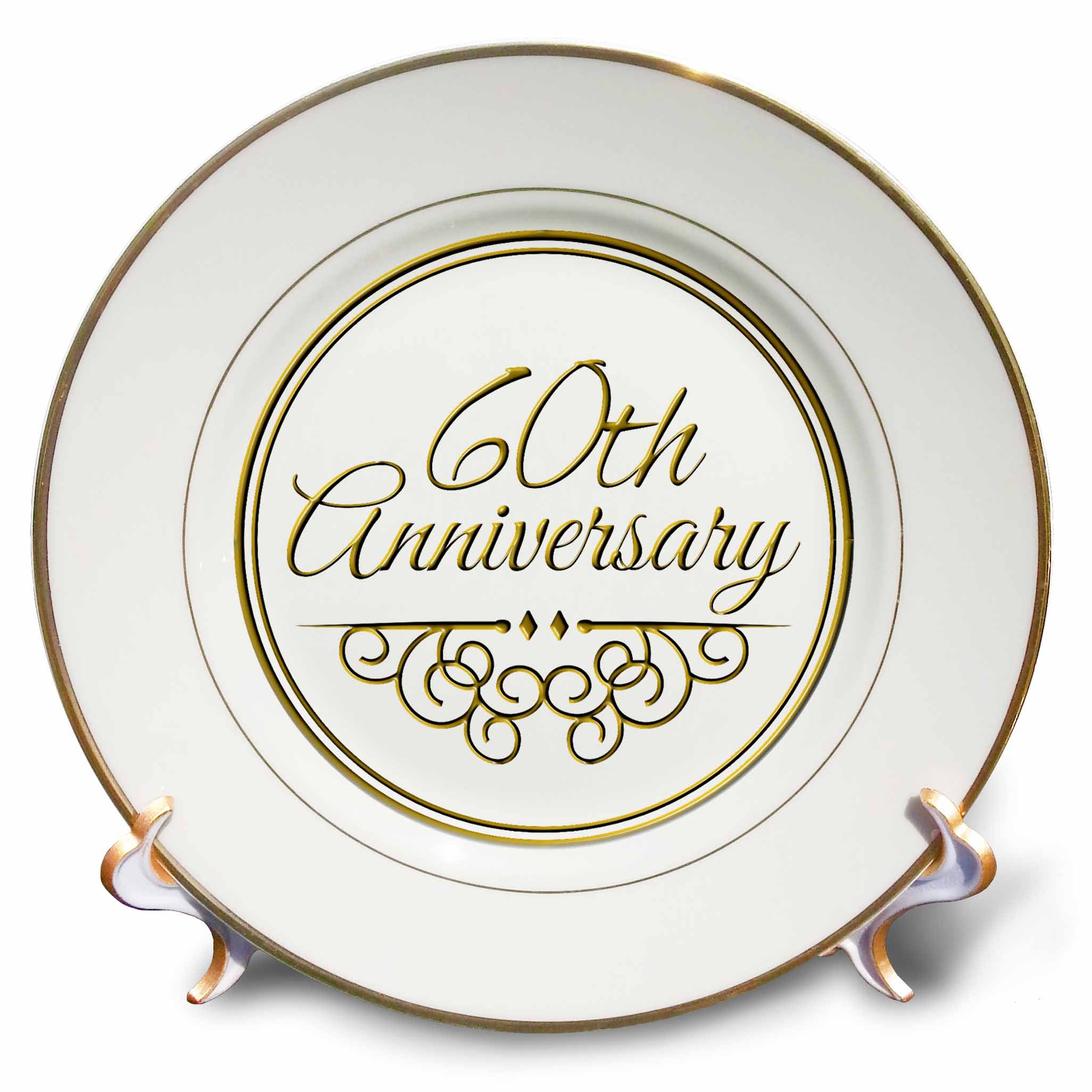 3dRose Plate - 60th Celebration - Gold Text for Wedding Anniversaries - 60 Years Married Together - InspirationzStore Occasions