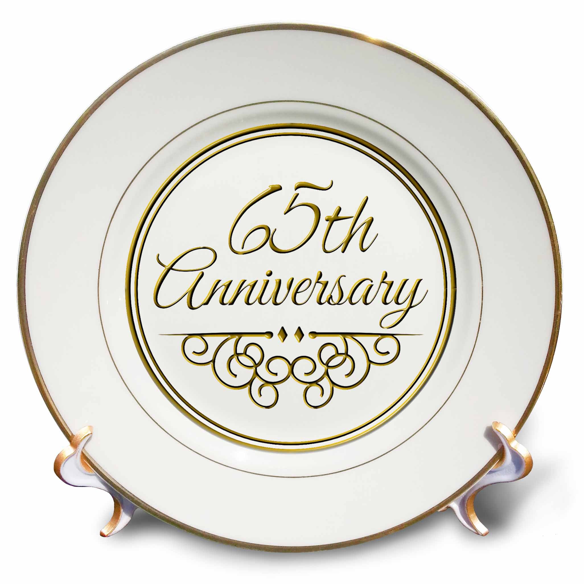 3dRose Plate - 65th Celebration - Gold Text for Wedding Anniversaries - 65 Years Married Together - InspirationzStore Occasions