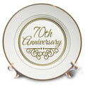 3dRose Plate - InspirationzStore Occasions - 70th Celebration Gold Text for Wedding Anniversaries - 70 Years Married