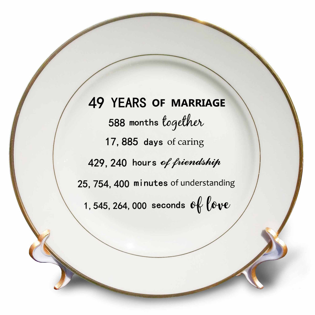 3dRose 49 Years of Marriage 49th Wedding Anniversary in months days hours - Plates (cp_321436)