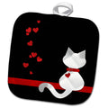3dRose Charlyn Woodruff - CW Designs Whimsical Collection - Pet Lovers Red Hearts Siamese Kitty Cat - Potholders (PHL_164793)