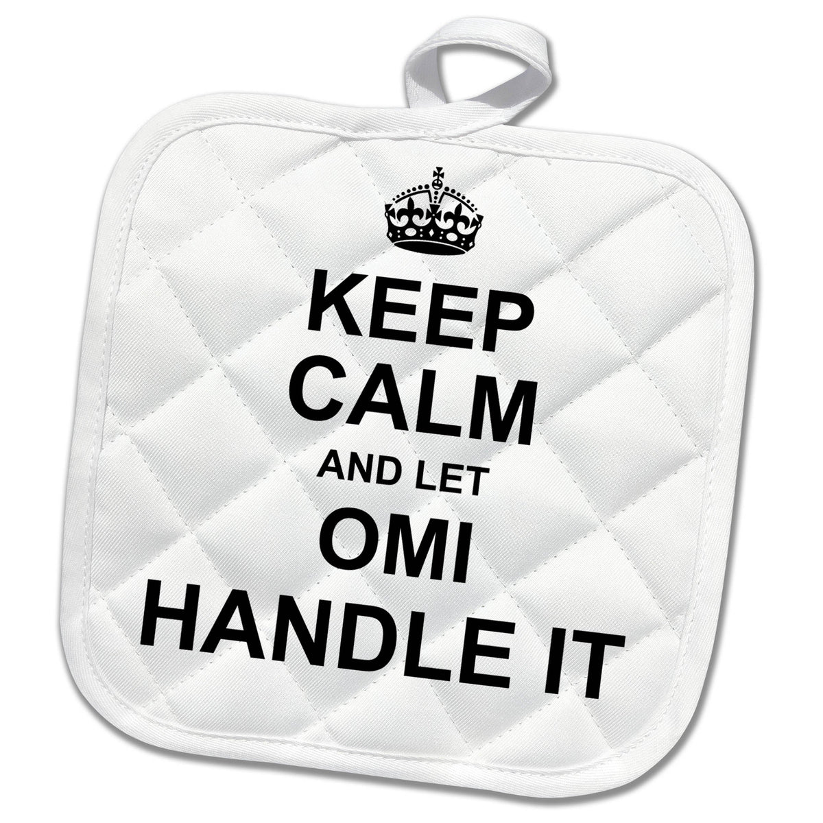 3dRose InspirationzStore Name Design - Keep Calm and let Omi Handle it - Fun Funny Grandma Grandmother Gift - Potholders (PHL_233102)
