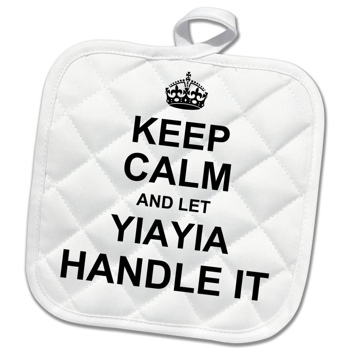 3dRose InspirationzStore Name Design - Keep Calm and let Yiayia Handle it Fun Funny Grandma YIA YIA Gift - Potholders (PHL_233103)