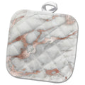 3dRose Uta Naumann Faux Glitter Pattern - Image of Chic Gray Trendy Copper Rose Gold Marble Agate Gemstone Rock Quartz - Potholders (PHL_275197)