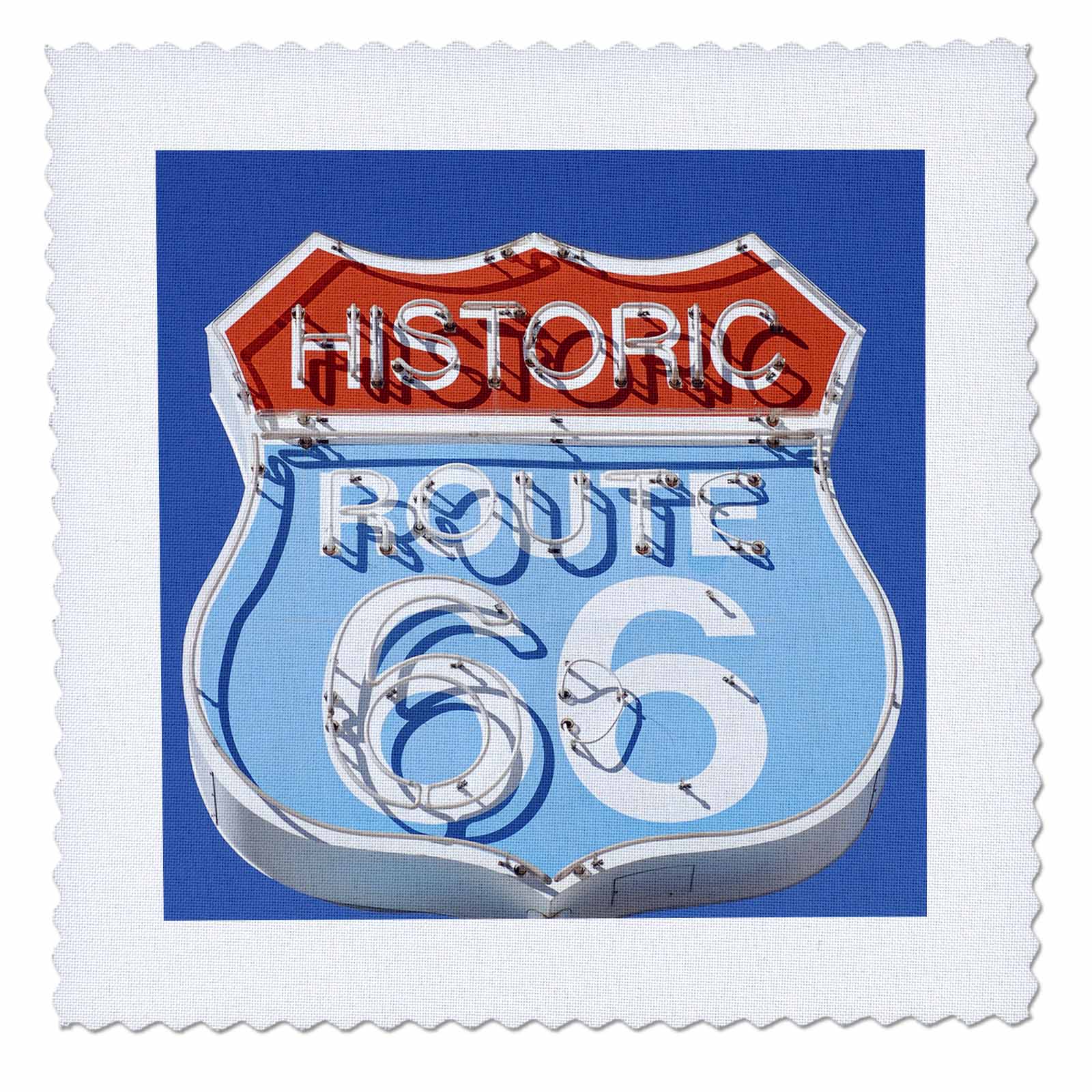 3dRose Danita Delimont - Route 66 - Arizona, Seligman, Neon Signage on Historic Route 66 - US03 LSE0015 - Lynn Seldon - Quilt Squares (qs_88027)