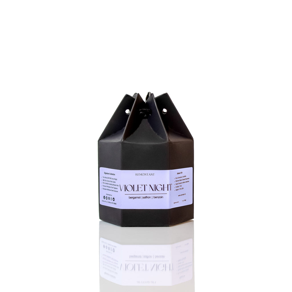 Violet Night Candle  | Bergamot ~ Saffron ~ Benzoin | Crackling Wick Candle