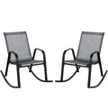 Set of 2 Metal Patio Rocking Chair with Breathable Seat Fabric-Gray