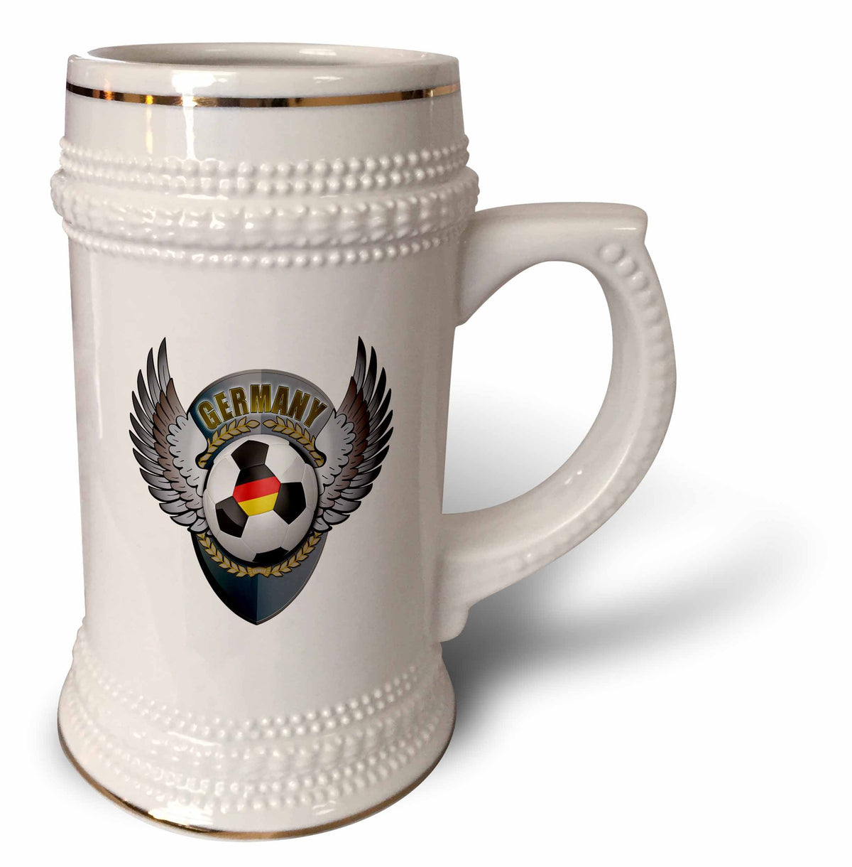 3dRose Germany soccer ball with crest team football German - 22oz Stein Mug (stn_158037)