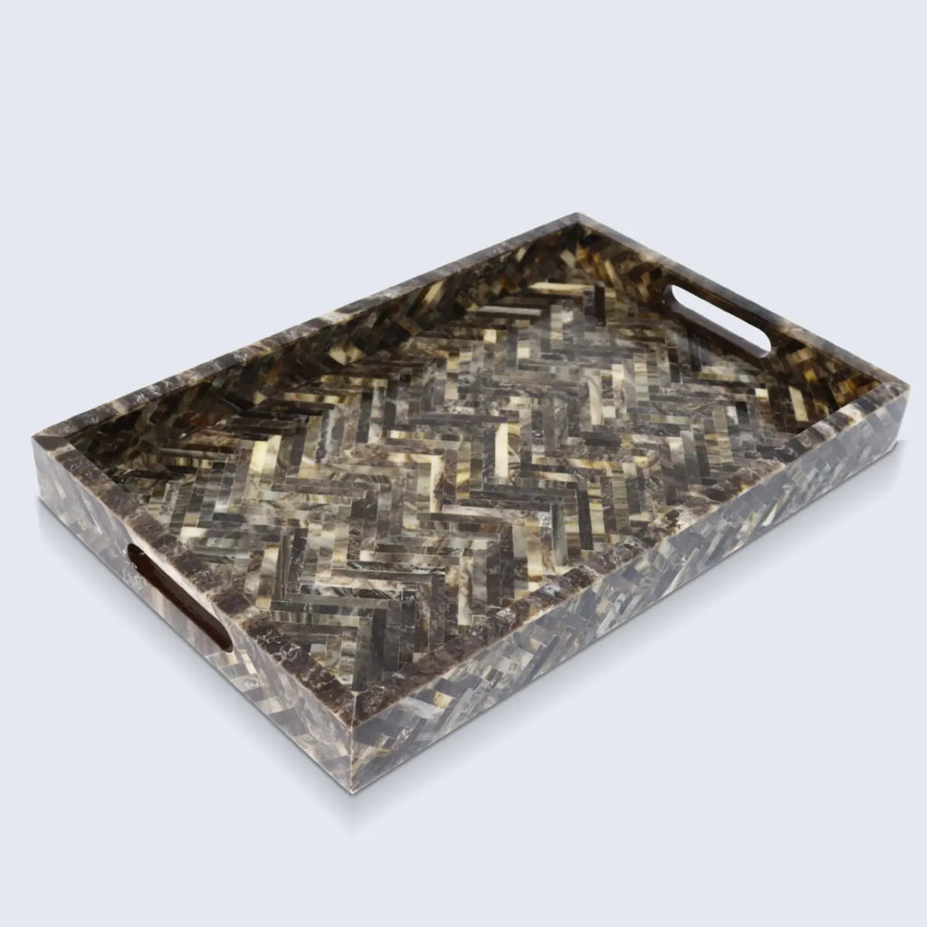 Decorative Tray 17x11, 12x12 Large Ottoman Coffee Table Tray Brown