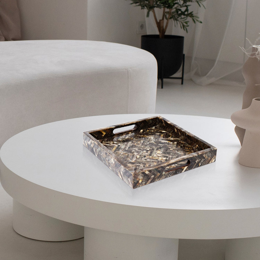 Decorative Tray 17x11, 12x12 Large Ottoman Coffee Table Tray Brown