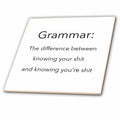 3dRose EvaDane - Funny Quotes - Grammar the difference between knowing your shit and knowing youre shit - Tiles (ct_107347)