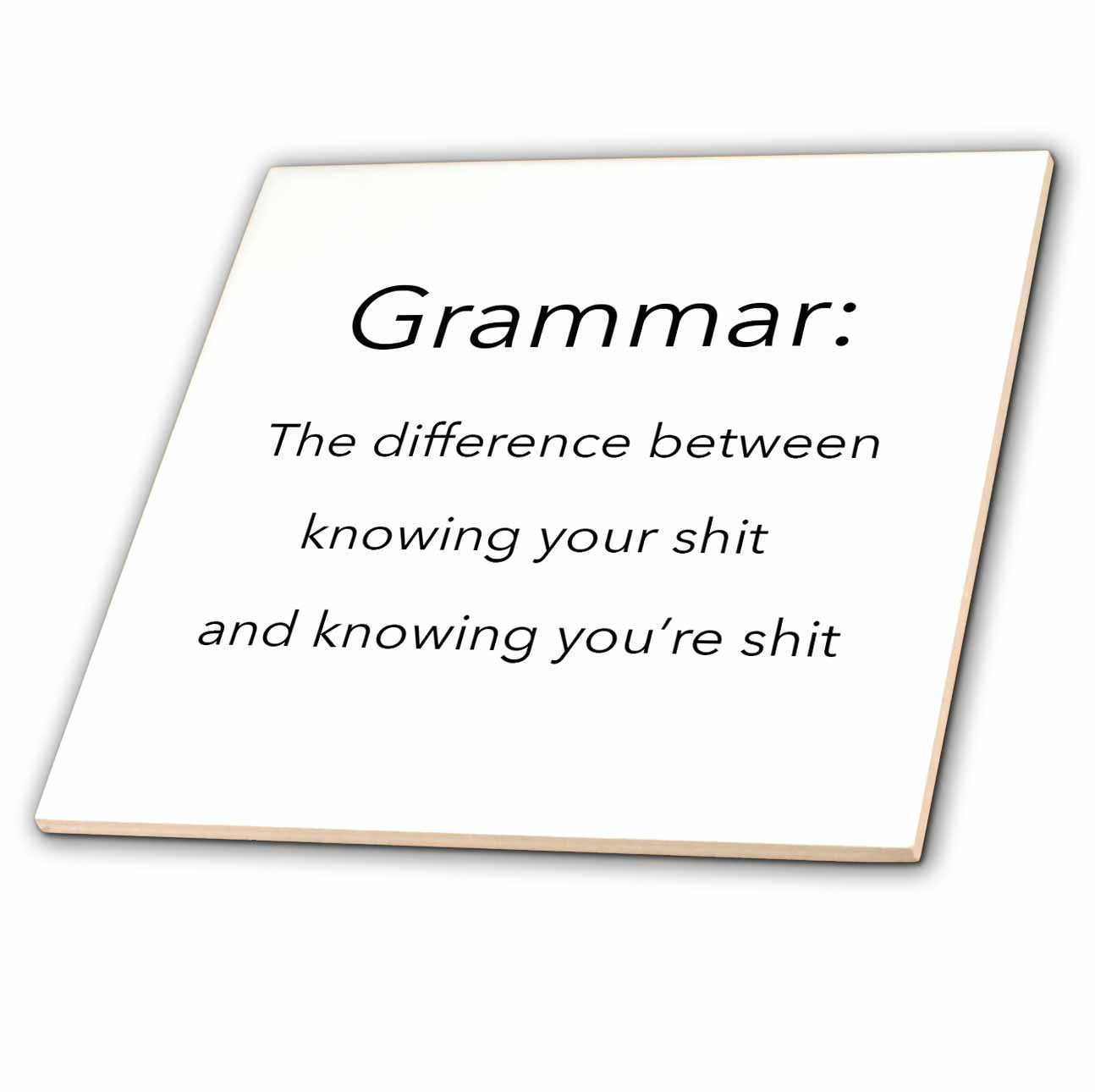 3dRose EvaDane - Funny Quotes - Grammar the difference between knowing your shit and knowing youre shit - Tiles (ct_107347)