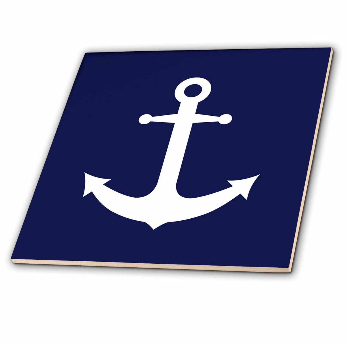 3dRose Janna Salak Designs Nautical - Navy Blue and White Nautical Anchor Design - Tiles (ct_165798)