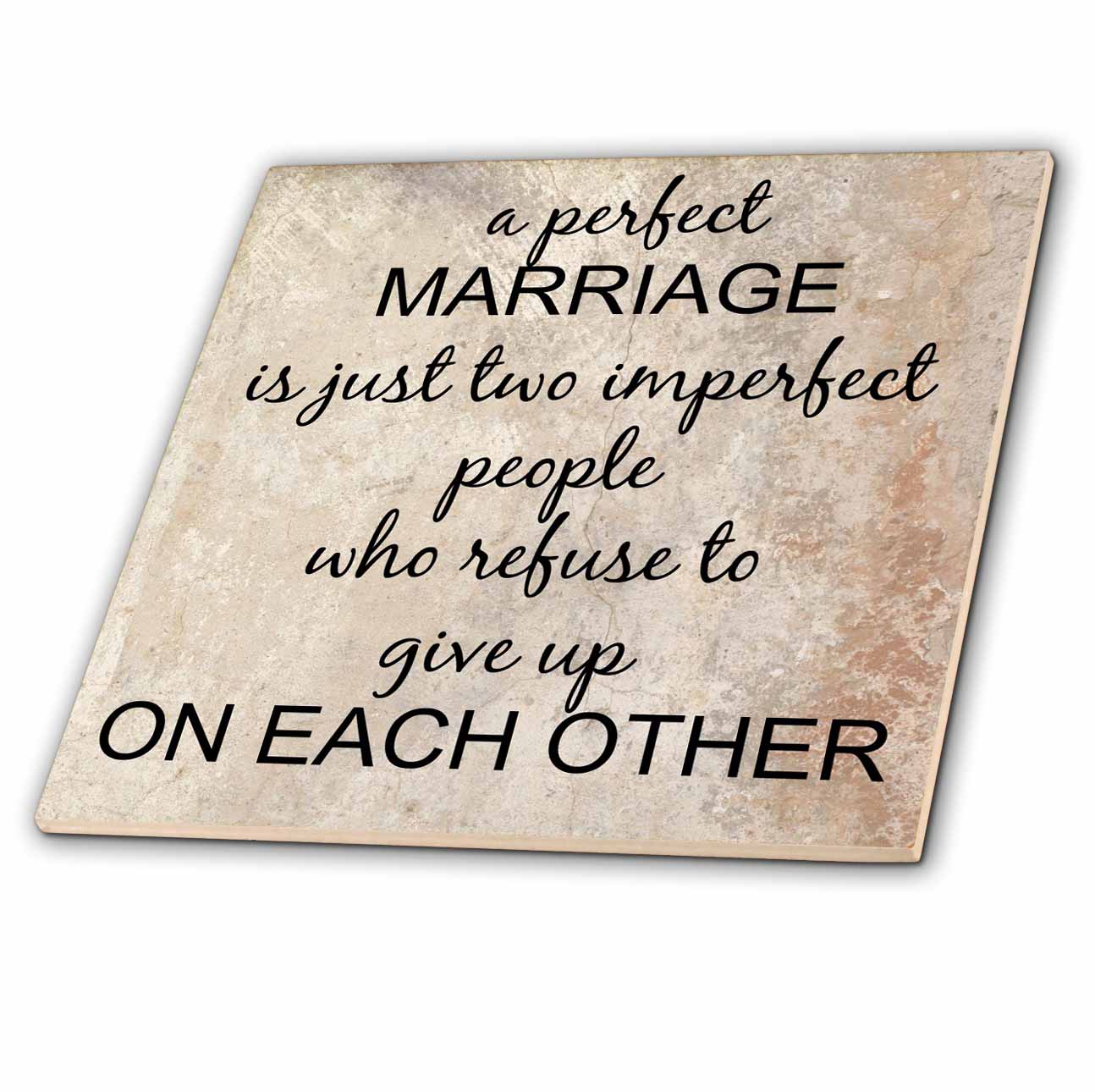 3dRose Xander inspirational quotes - a perfect marriage, black lettering on picture of marble print background - Tiles (ct_180092)