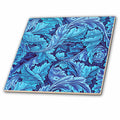 3dRose Russ Billington Designs - Beautiful William Morris Acanthus Leaf Pattern in Blue - Tiles (ct_220190)