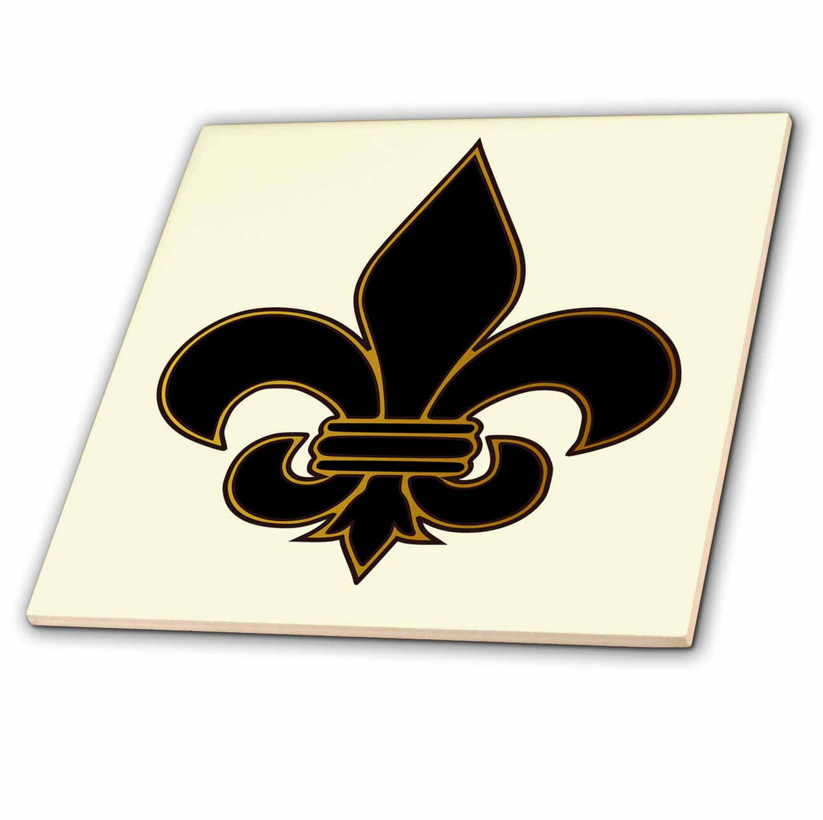 3dRose 777images Designs Graphic Design Fleur de lis - Large Black and Gold Fleur de lis Christian Saints Symbol - Tiles (ct_22360)