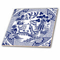 3dRose Russ Billington Designs - Willow Pattern Detail in Blue and White - Tiles