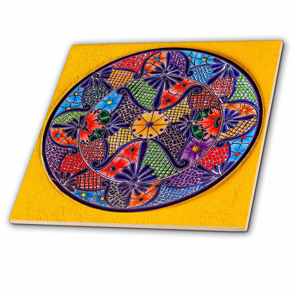 3dRose Danita Delimont - Artwork - Colorful Ceramic Mexican Plate, Guanajuato, Mexico - Tiles