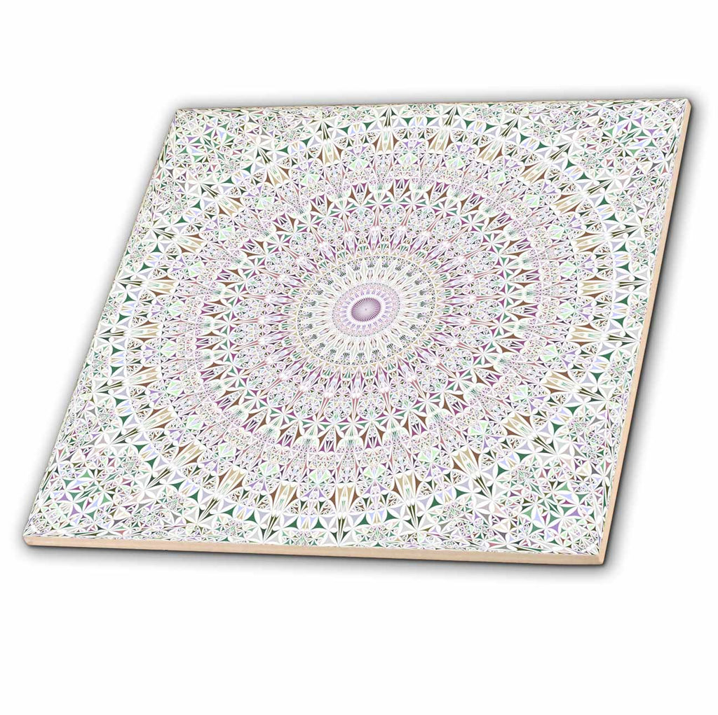 3dRose David Zydd - Kaleidoscope Mandalas - Pastel Kaleidoscope Mandala - Abstract Circular Graphic - Tiles