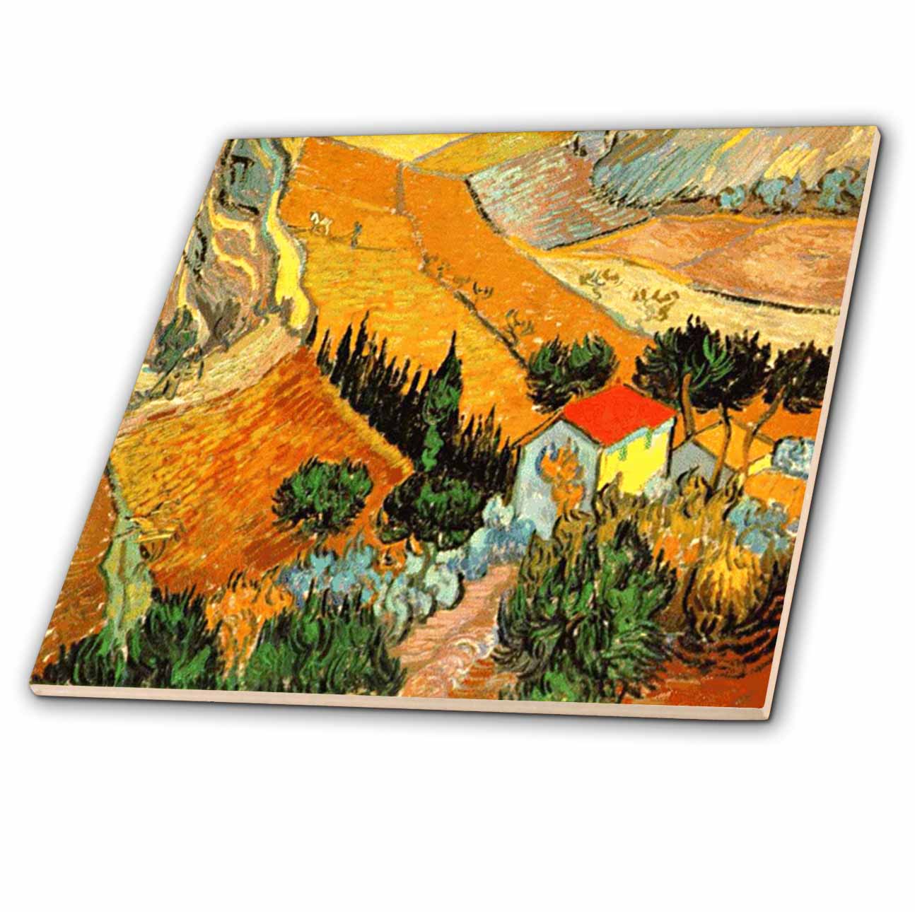 3dRose Florene Impressionism Art - Van Gogh Landscape - Tiles (ct_48156)