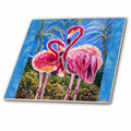 3dRose Yelena Rubin Painting Birds and Dreamscapes - This is the trinity concept of love - bird flamingos and the subliminal heart formed by the heads. - Tiles (ct_54920)
