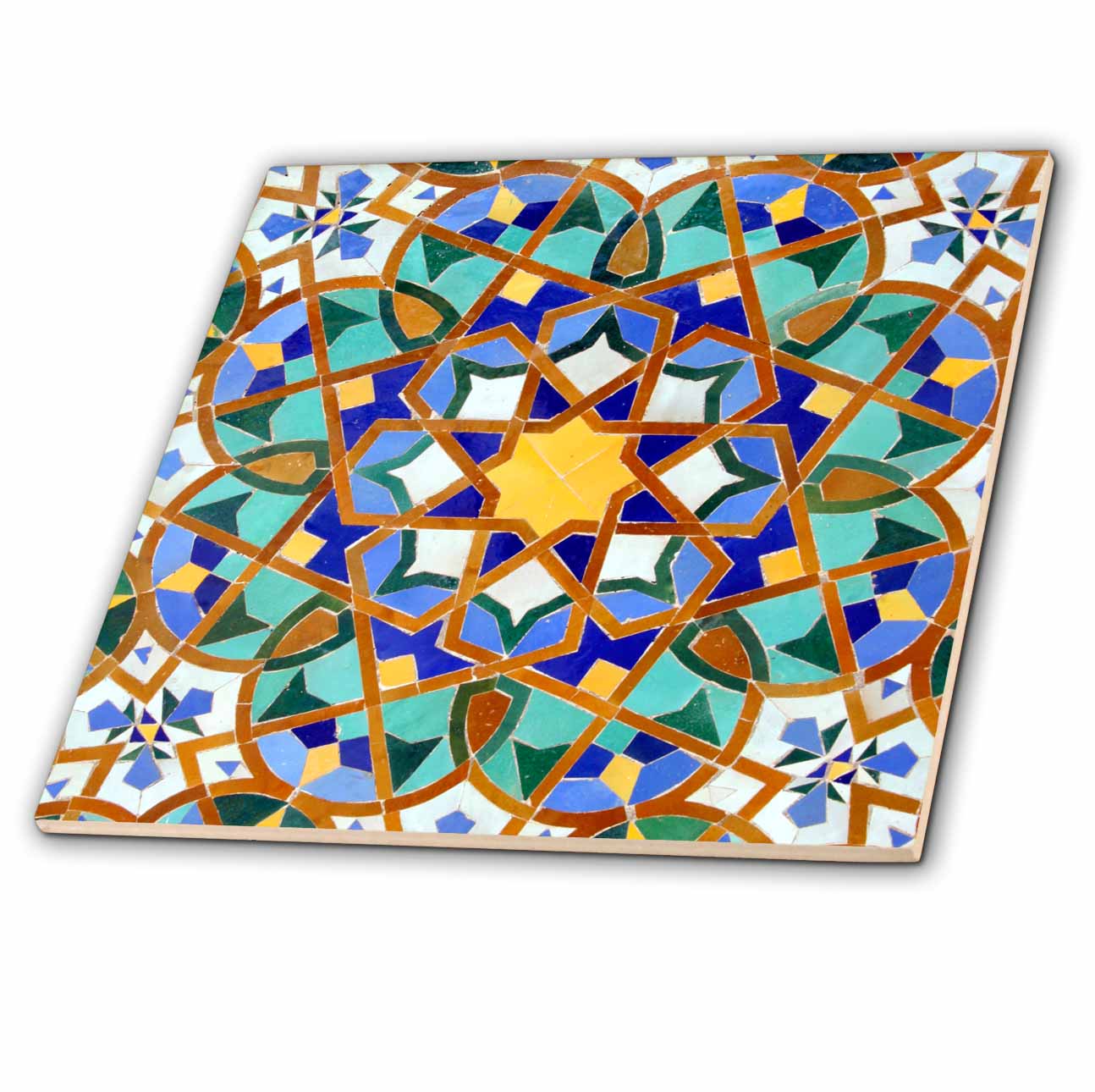 3dRose Danita Delimont - Moorish Architecture - Morocco, Hassan II Mosque Mosaic, Islamic Tile detail-AF29 KWI0018 - Kymri Wilt - Tiles (ct_73580)