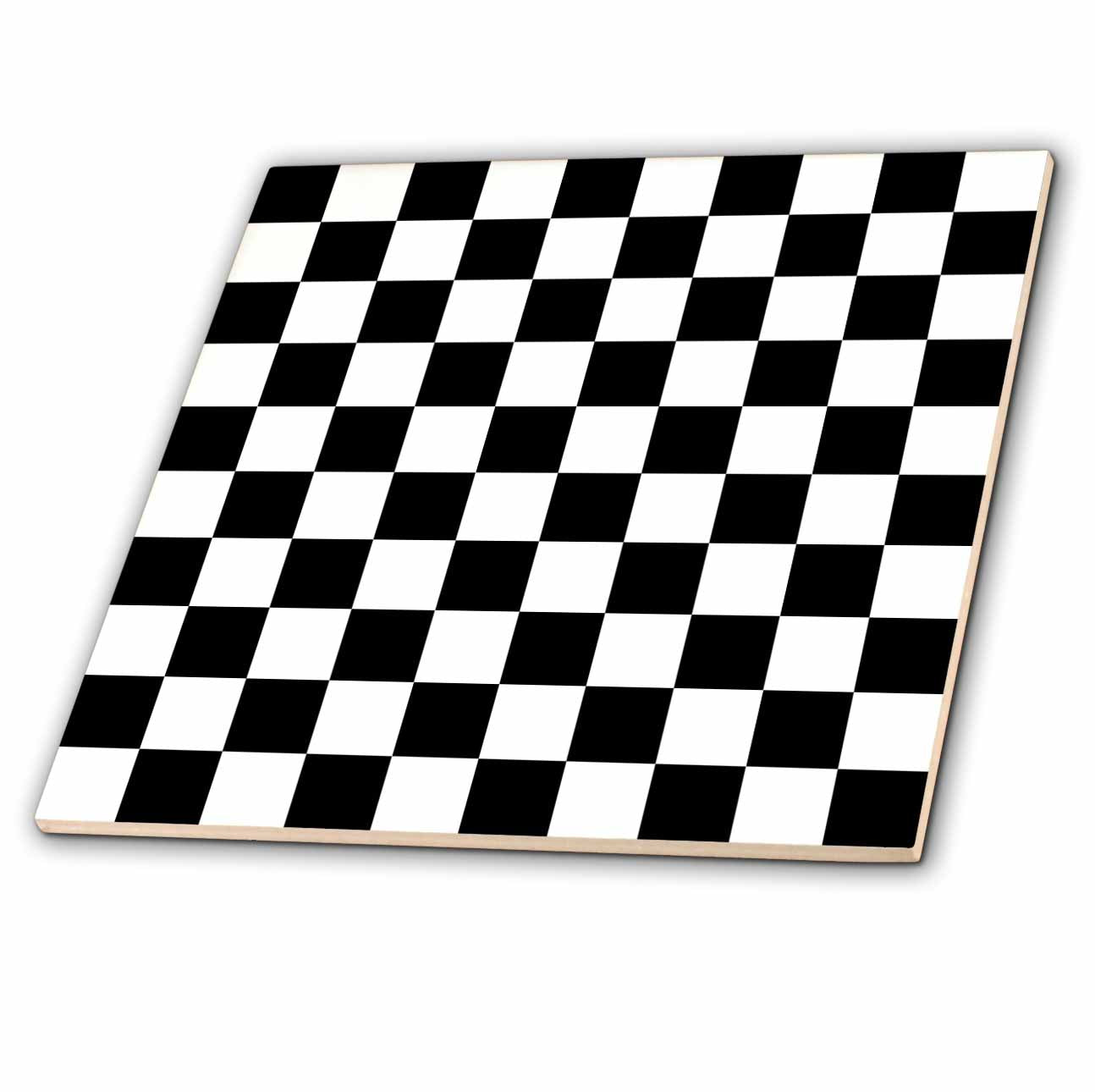 3dRose Anne Marie Baugh Patterns - Black and White Checkerboard Pattern - Tiles (ct_78204)