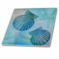 3dRose PS Beach - Aqua Shells and Starfish Beach Themed Art - Tiles (ct_79341)