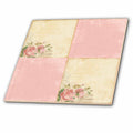 3dRose PS Vintage - Pink Roses Vintage Collage Art - Tiles (ct_99160)