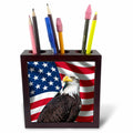 3dRose Carsten Reisinger Designs USA Flag - American Flag USA Bald Eagle Patriotism Patriotic Stars Stripes - Tile Pen Holders (ph_154967)
